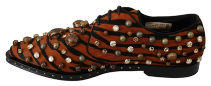Chaussures brogues Dolce & Gabbana en crin de poney orange et cristaux