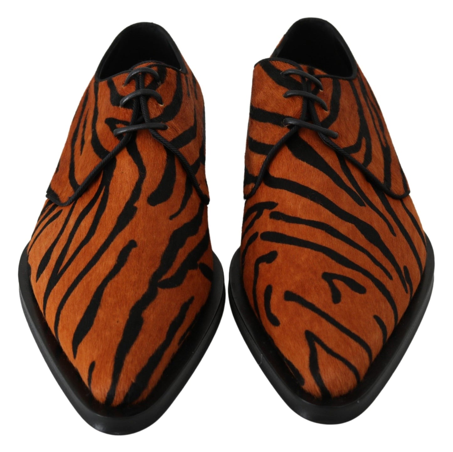 Chaussures habillées Dolce & Gabbana en poulain orange, motif brocart