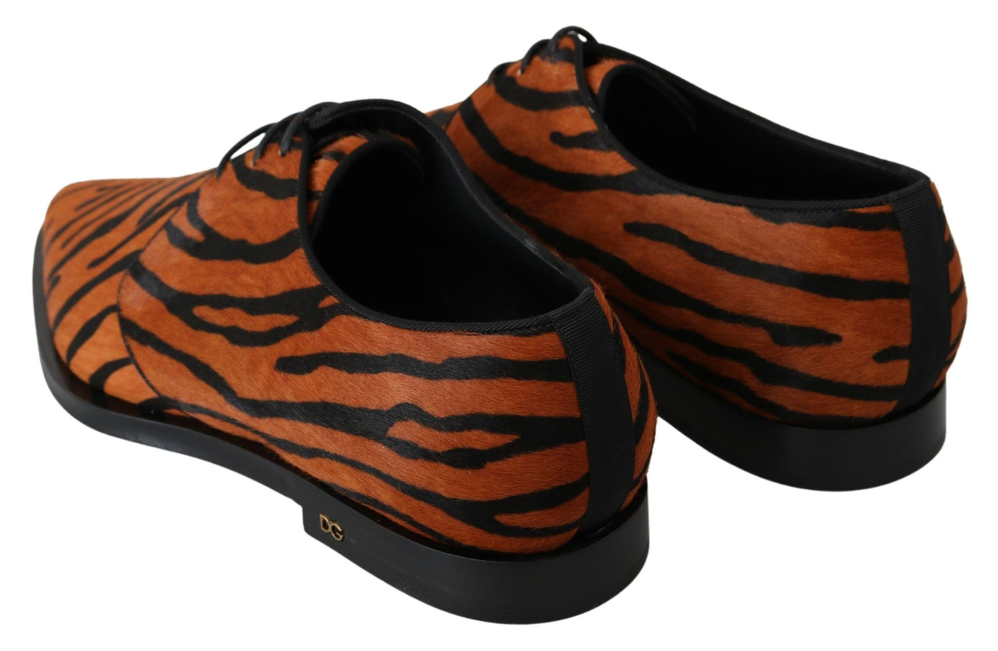 Chaussures habillées Dolce & Gabbana en poulain orange, motif brocart