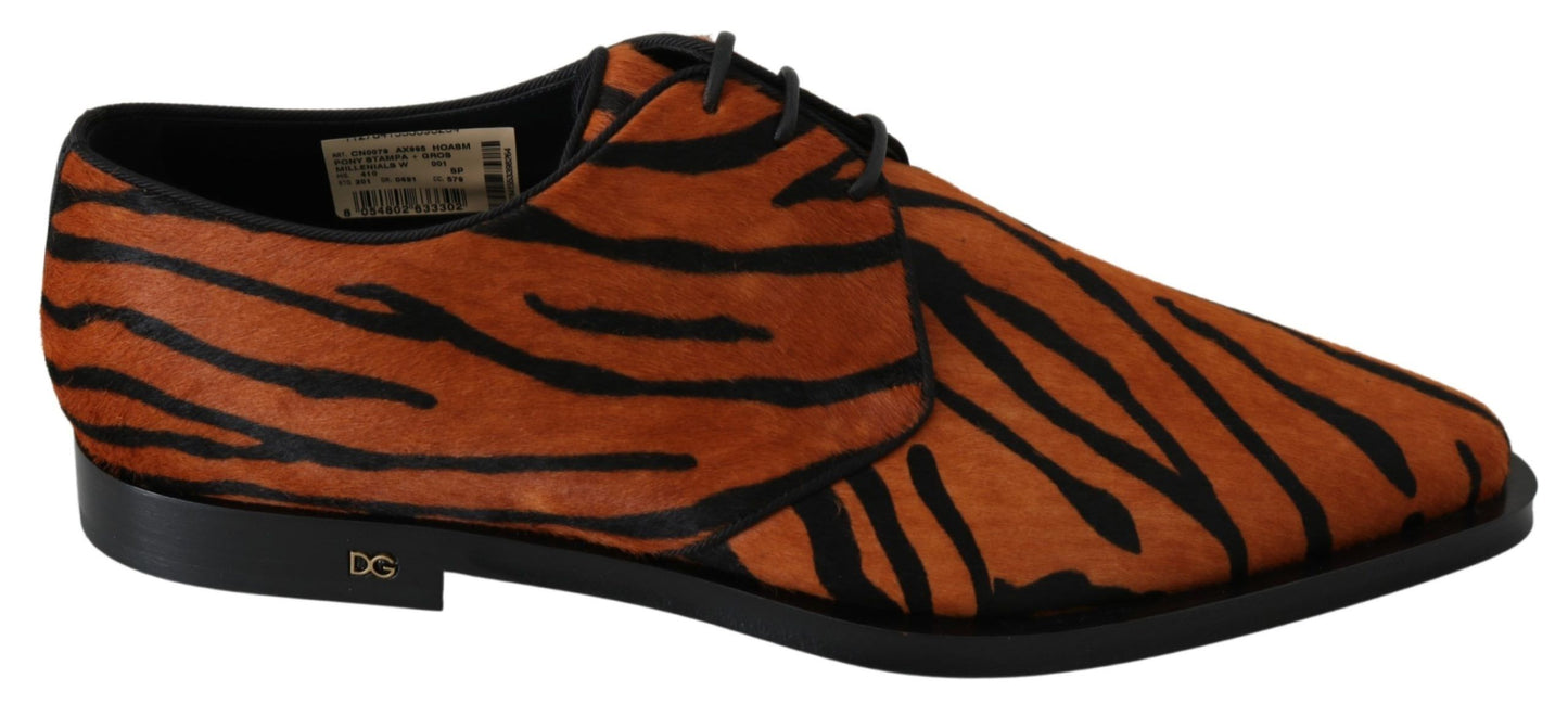 Chaussures habillées Dolce & Gabbana en poulain orange, motif brocart