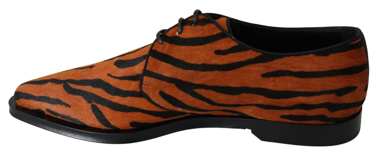 Chaussures habillées Dolce & Gabbana en poulain orange, motif brocart
