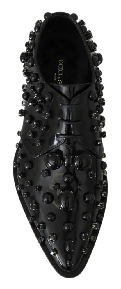 Chaussures Dolce & Gabbana brogues en cuir noir à cristaux