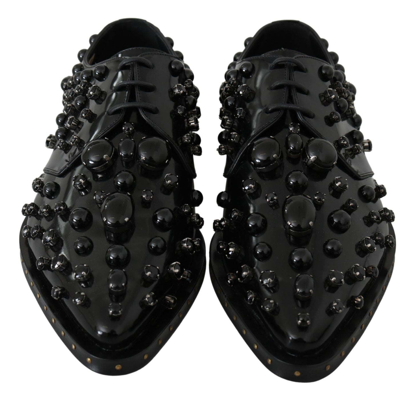Chaussures Dolce & Gabbana brogues en cuir noir à cristaux