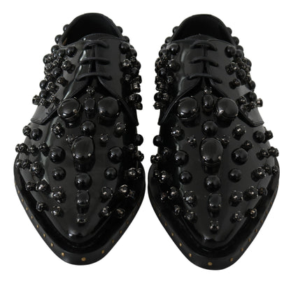 Chaussures Dolce & Gabbana brogues en cuir noir à cristaux