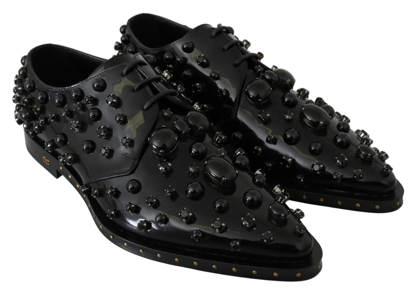 Chaussures Dolce & Gabbana brogues en cuir noir à cristaux