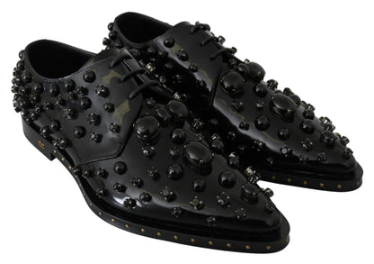 Chaussures Dolce & Gabbana brogues en cuir noir à cristaux