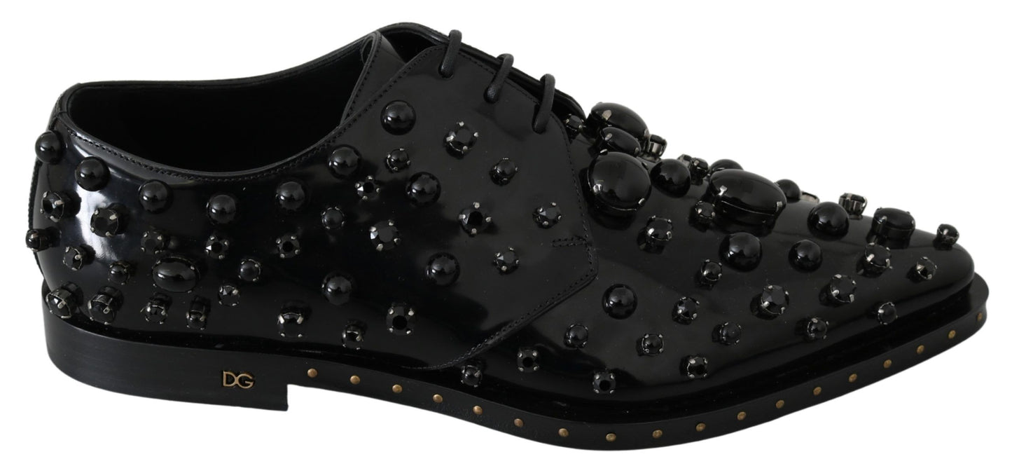 Chaussures Dolce & Gabbana brogues en cuir noir à cristaux