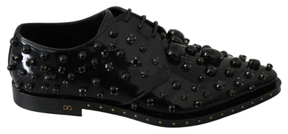 Chaussures Dolce & Gabbana brogues en cuir noir à cristaux