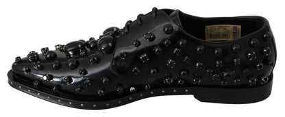 Chaussures Dolce & Gabbana brogues en cuir noir à cristaux