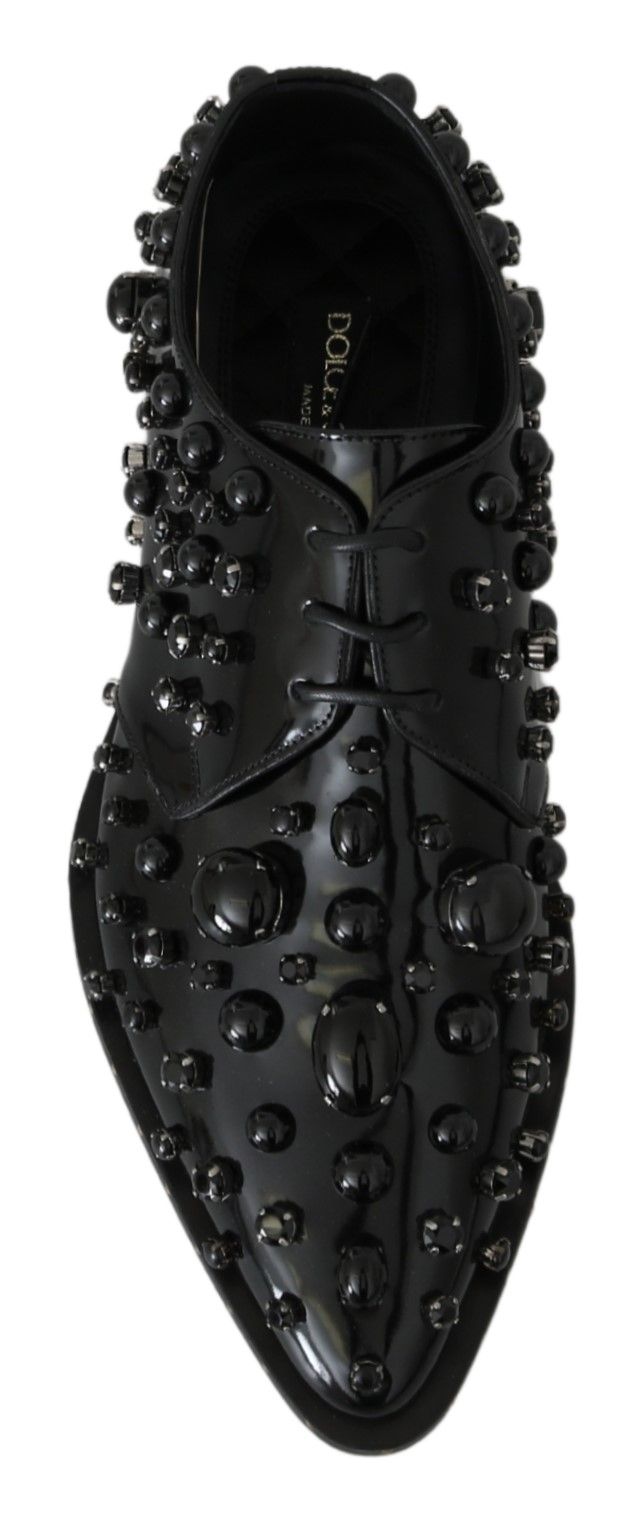 Chaussures brogues Dolce & Gabbana en cuir noir avec cristaux
