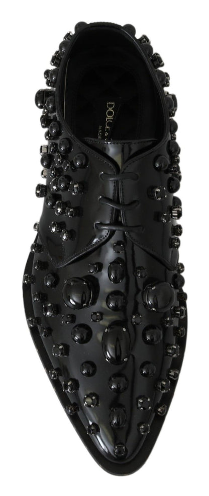 Chaussures brogues Dolce & Gabbana en cuir noir avec cristaux