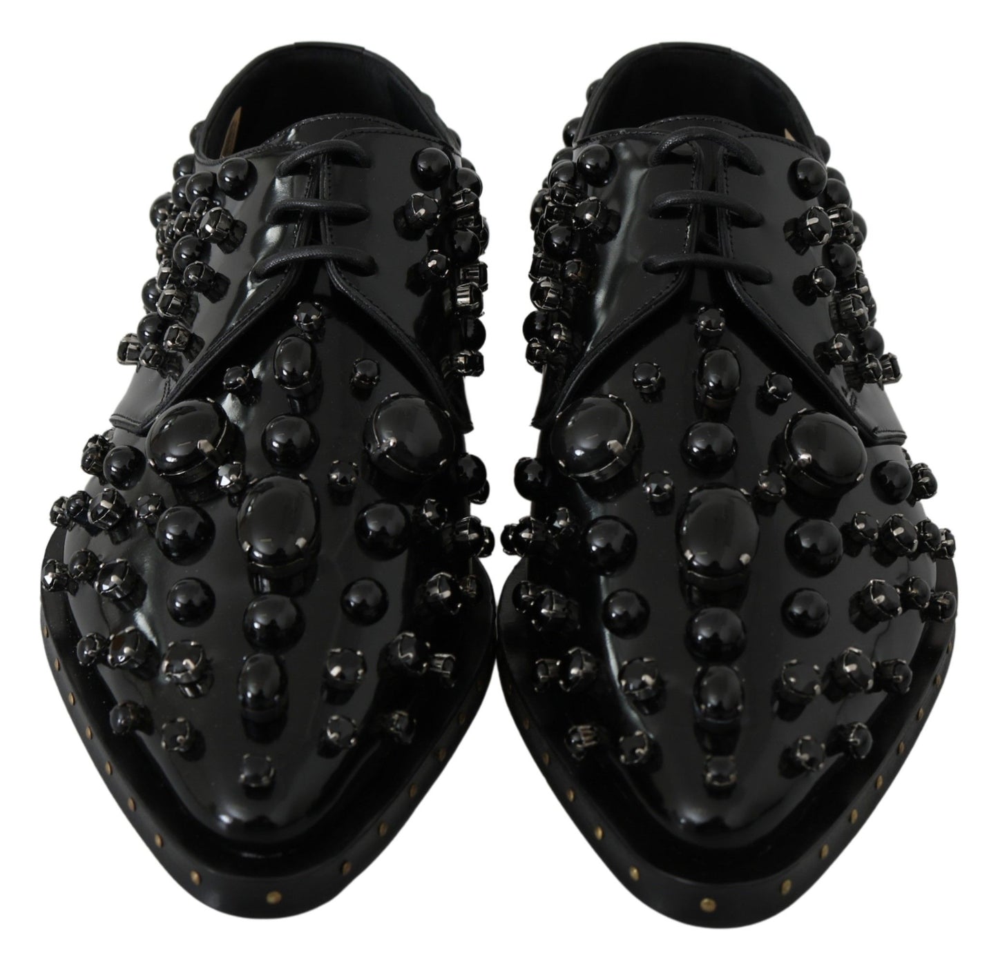 Chaussures brogues Dolce & Gabbana en cuir noir avec cristaux