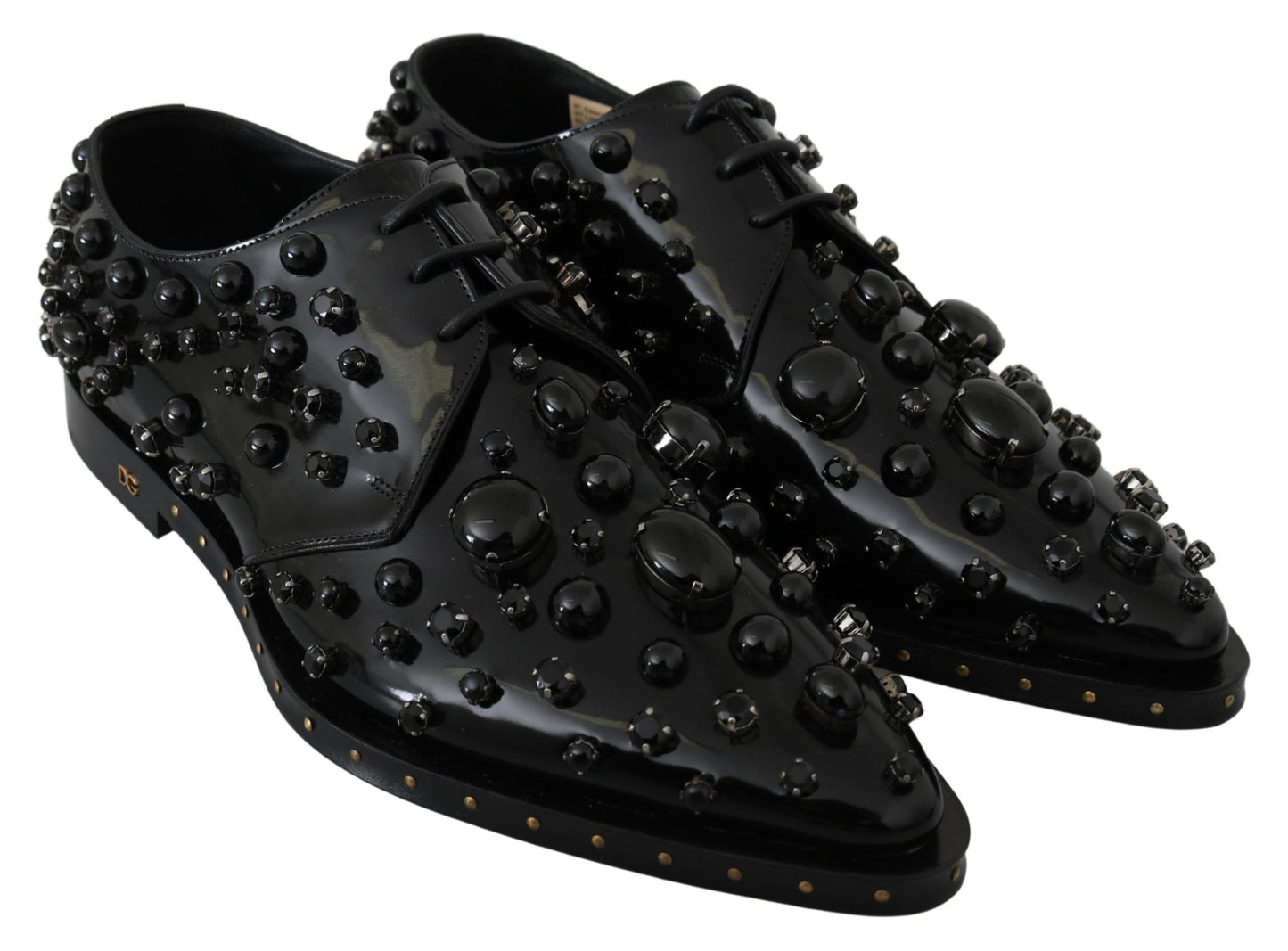 Chaussures brogues Dolce & Gabbana en cuir noir avec cristaux