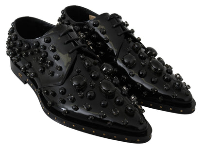 Chaussures brogues Dolce & Gabbana en cuir noir avec cristaux