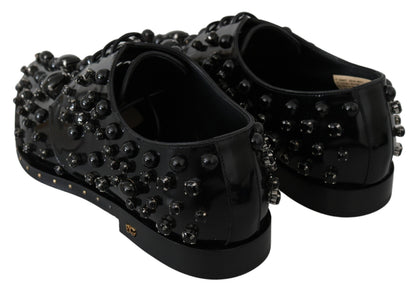 Chaussures brogues Dolce & Gabbana en cuir noir avec cristaux