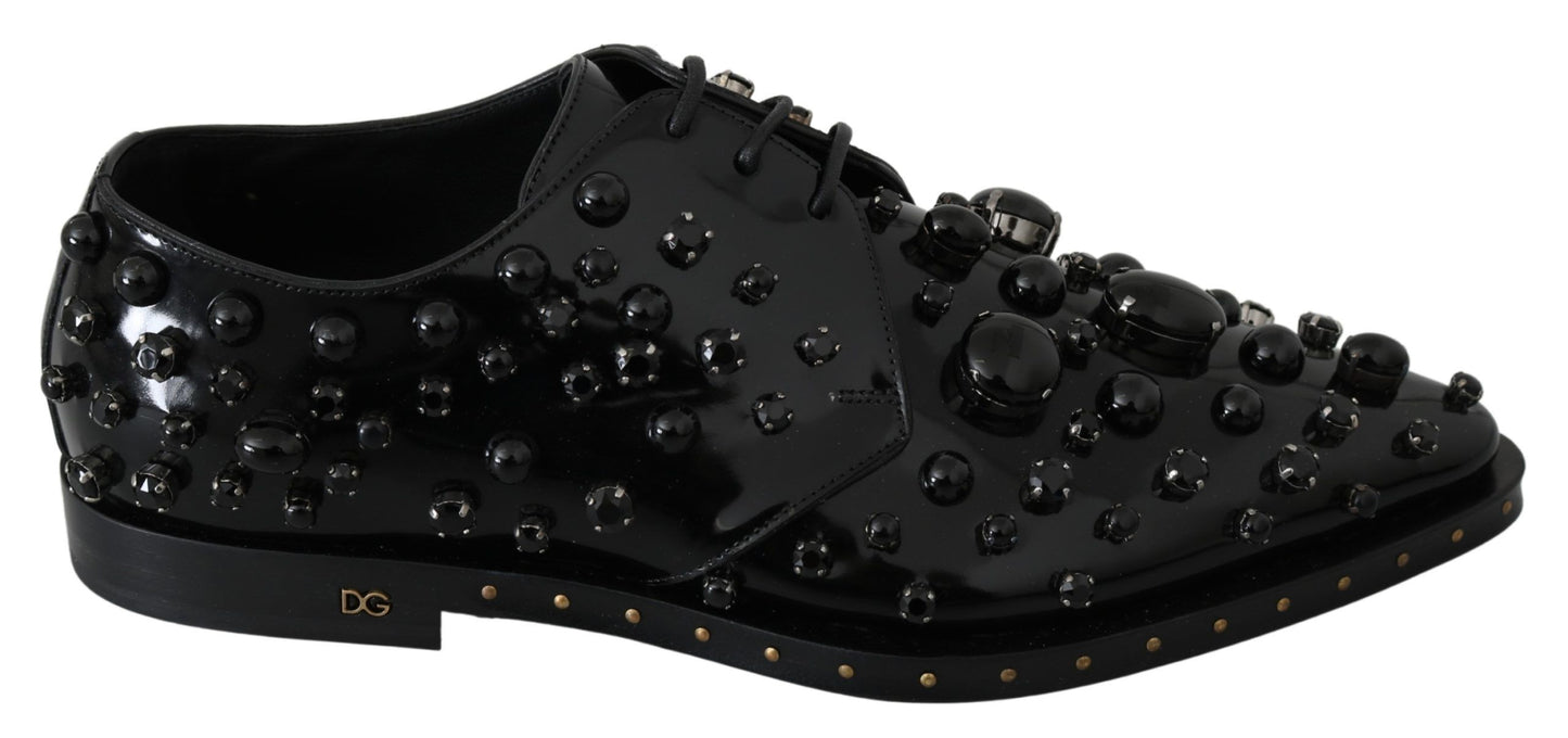 Chaussures brogues Dolce & Gabbana en cuir noir avec cristaux