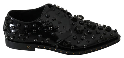 Chaussures brogues Dolce & Gabbana en cuir noir avec cristaux