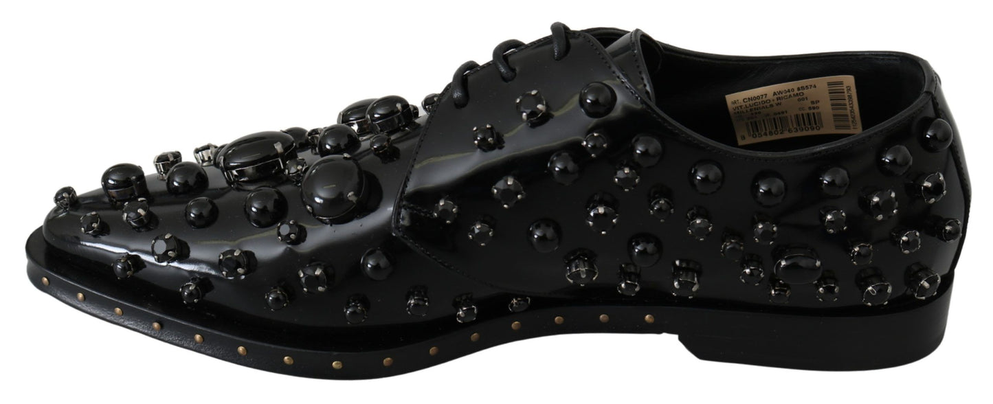 Chaussures brogues Dolce & Gabbana en cuir noir avec cristaux