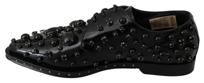 Chaussures brogues Dolce & Gabbana en cuir noir avec cristaux