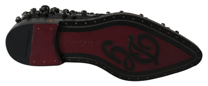 Chaussures brogues Dolce & Gabbana en cuir noir avec cristaux
