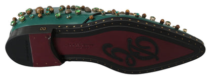 Chaussures Broque Dolce & Gabbana en cuir vert et cristal