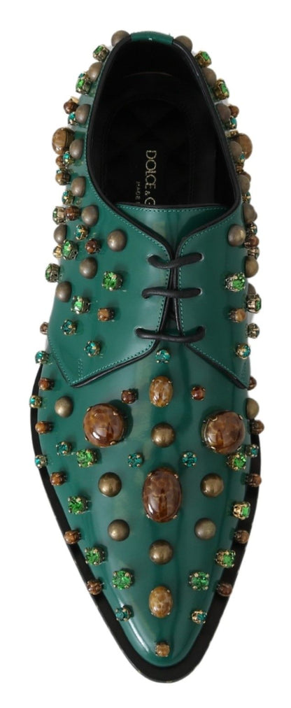 Chaussures Broque Dolce & Gabbana en cuir vert et cristal