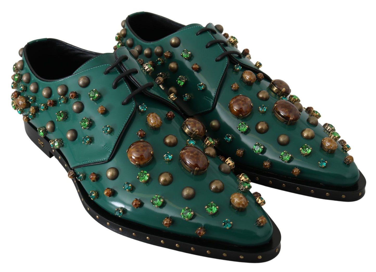 Chaussures Broque Dolce & Gabbana en cuir vert et cristal