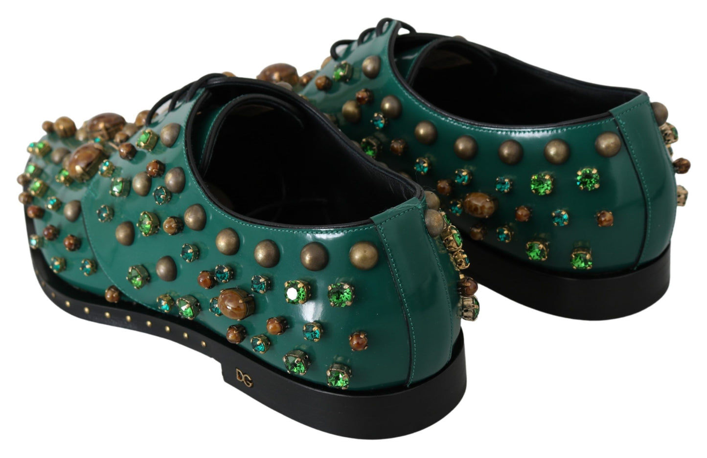 Chaussures Broque Dolce & Gabbana en cuir vert et cristal
