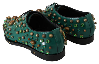 Chaussures Broque Dolce & Gabbana en cuir vert et cristal