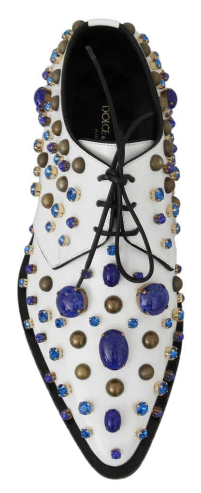 Chaussures brogues Dolce & Gabbana en cuir blanc avec cristaux