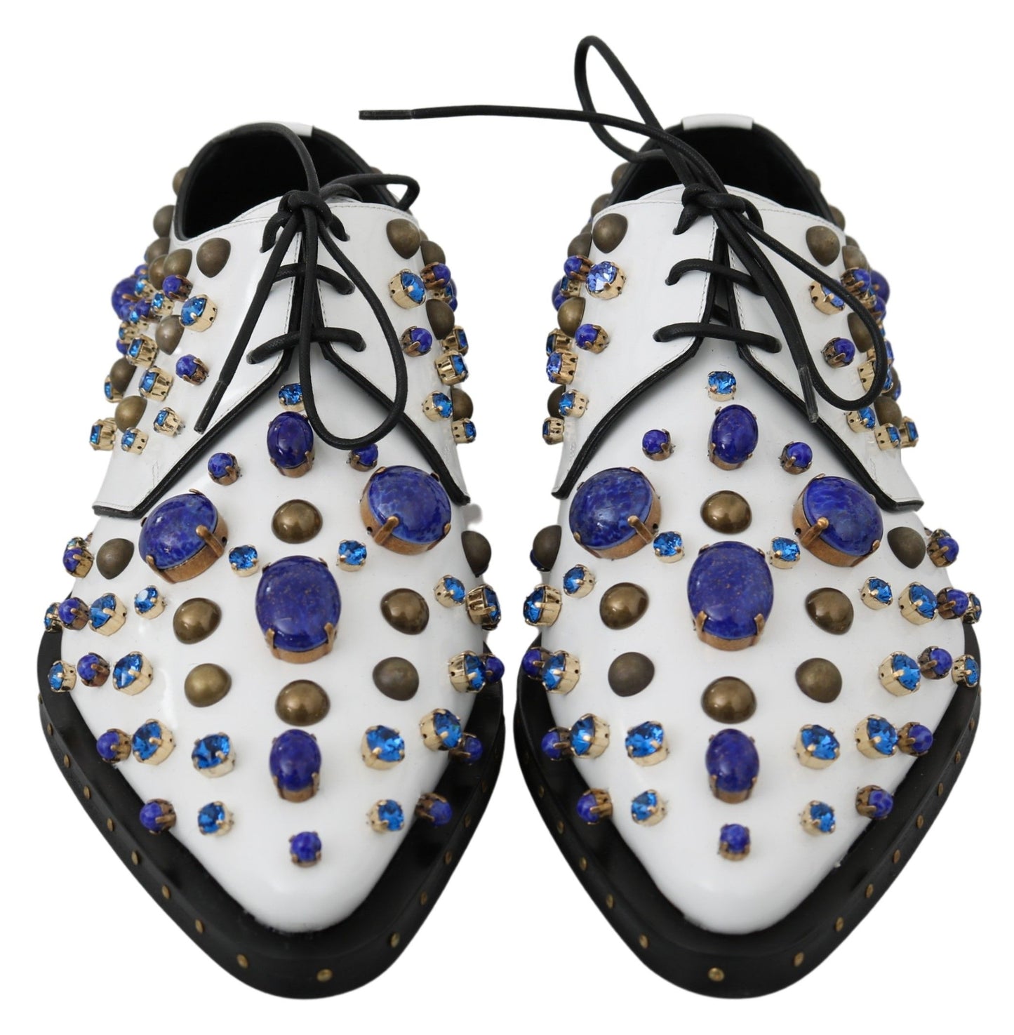 Chaussures brogues Dolce & Gabbana en cuir blanc avec cristaux