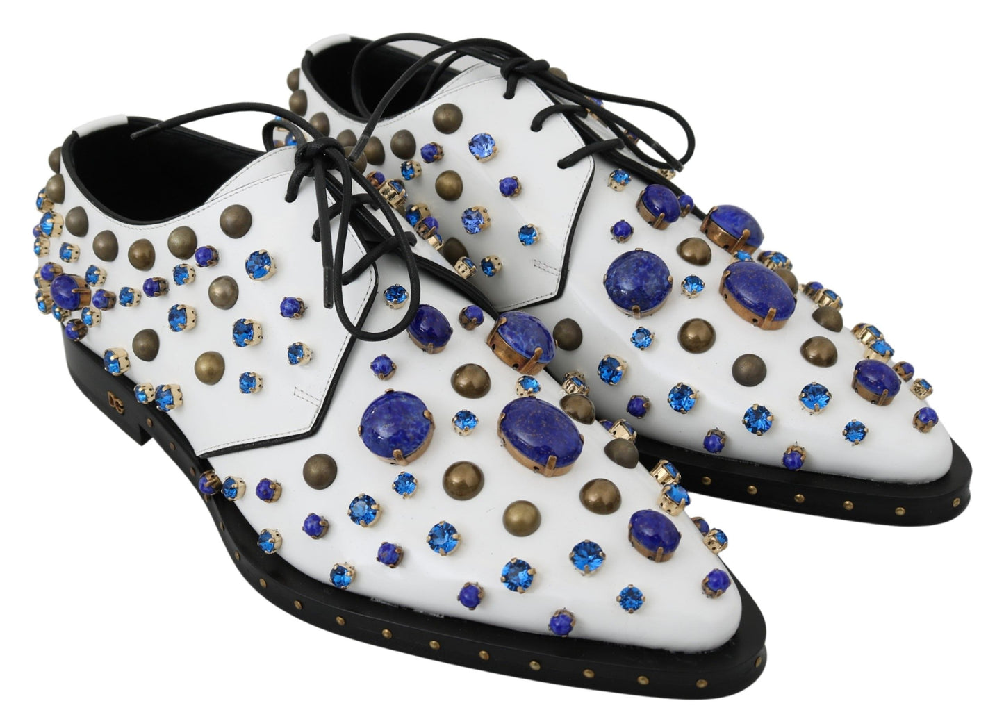 Chaussures brogues Dolce & Gabbana en cuir blanc avec cristaux