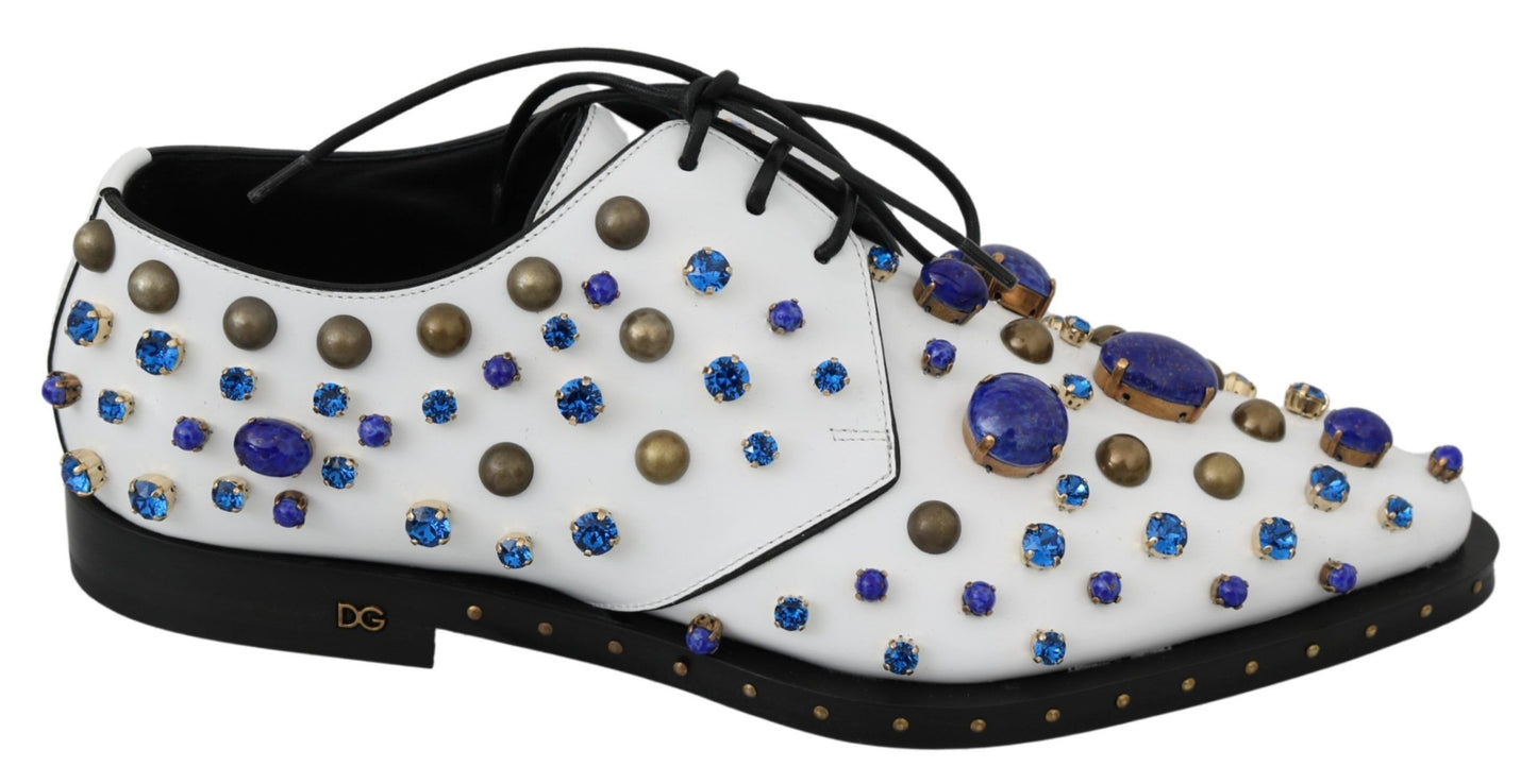 Chaussures brogues Dolce & Gabbana en cuir blanc avec cristaux