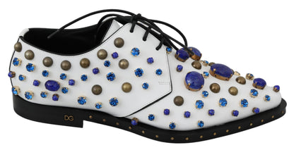 Chaussures brogues Dolce & Gabbana en cuir blanc avec cristaux
