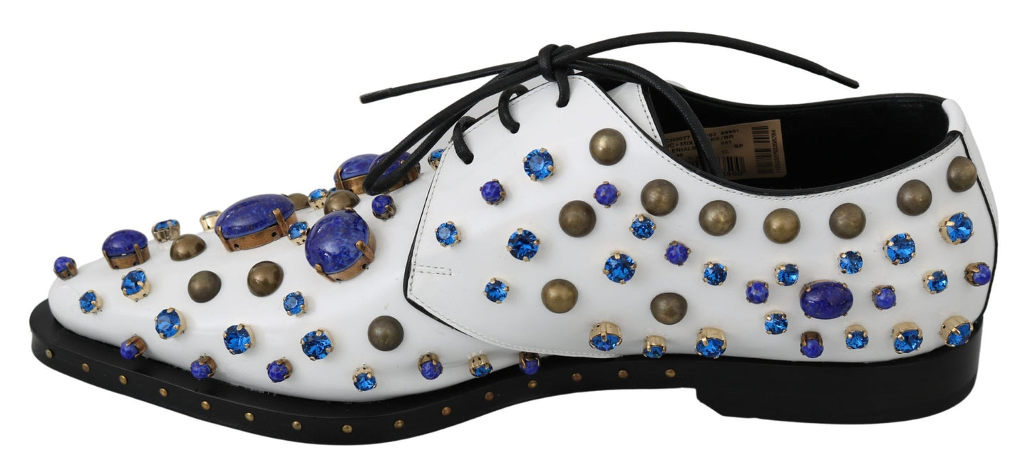 Chaussures brogues Dolce & Gabbana en cuir blanc avec cristaux