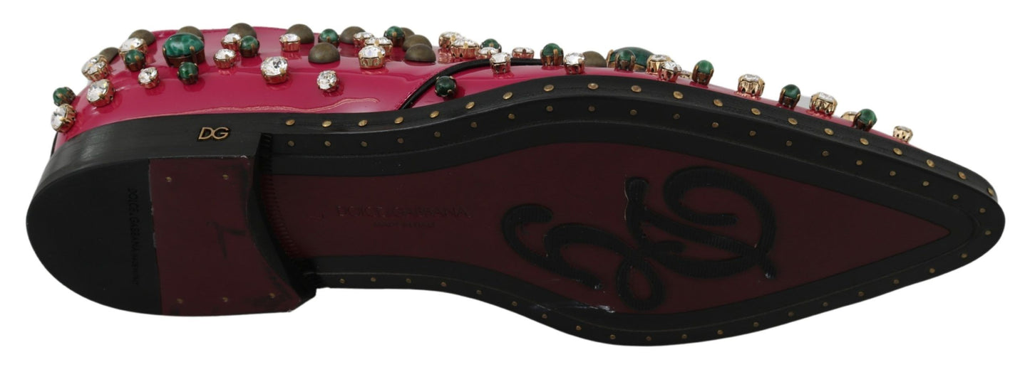 Chaussures Richelieu Dolce & Gabbana en cuir rose orné de cristaux