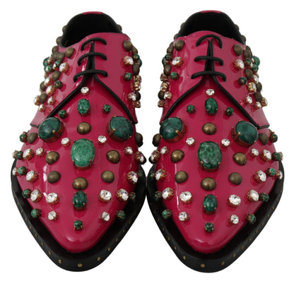Chaussures Richelieu Dolce & Gabbana en cuir rose orné de cristaux