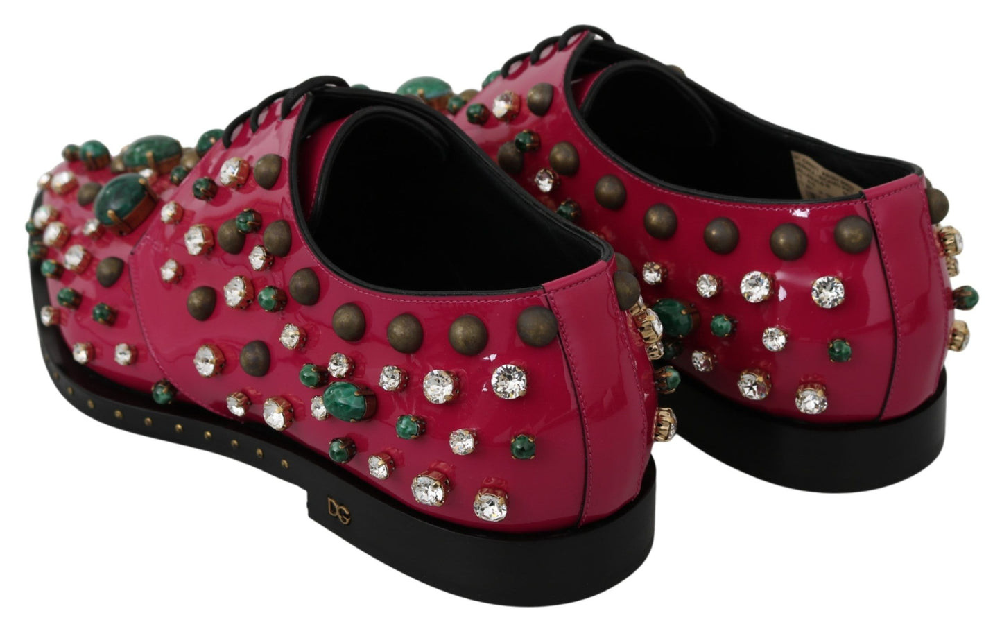 Chaussures Richelieu Dolce & Gabbana en cuir rose orné de cristaux