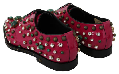 Chaussures Richelieu Dolce & Gabbana en cuir rose orné de cristaux