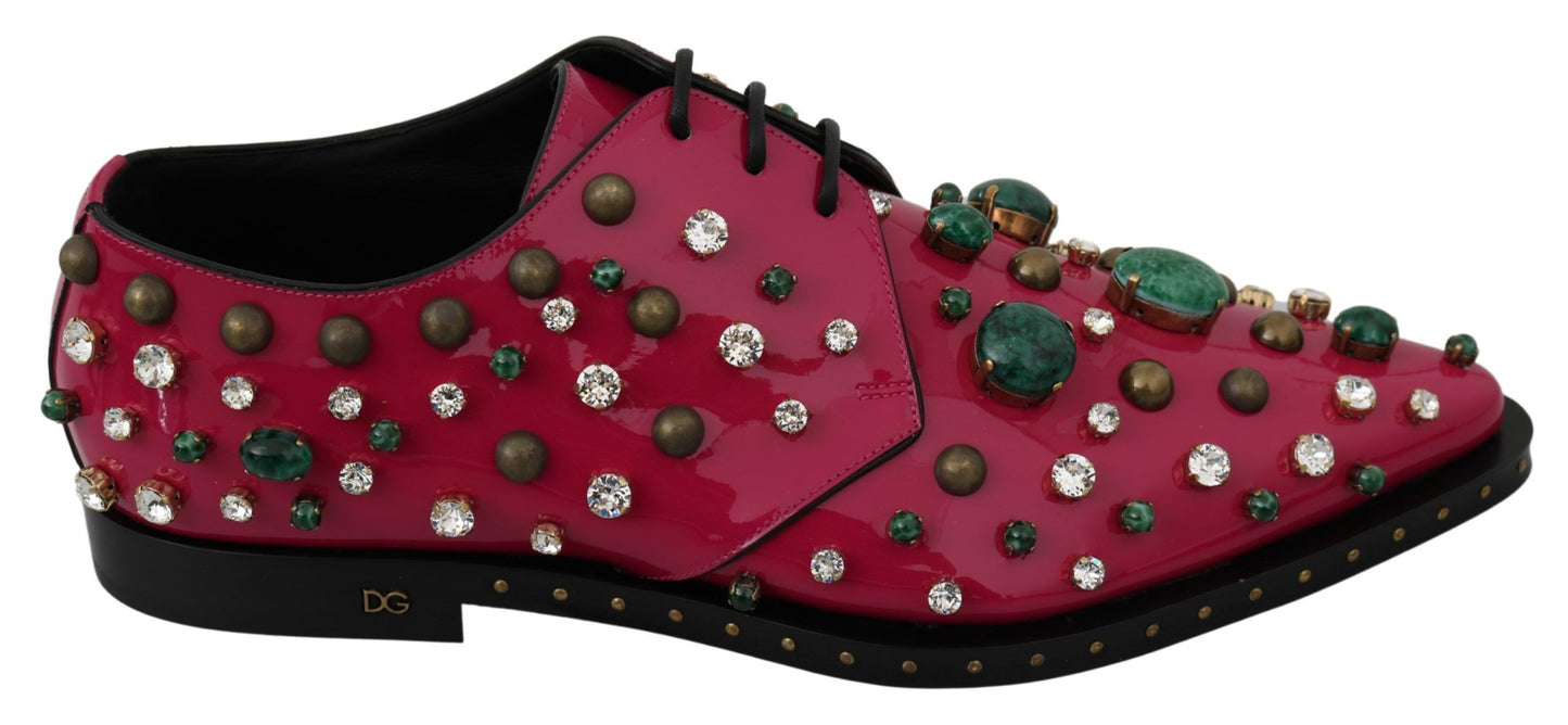 Chaussures Richelieu Dolce & Gabbana en cuir rose orné de cristaux