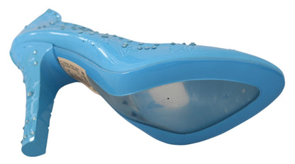 Chaussures à talons Cendrillon fleuries en cristal bleu Dolce & Gabbana
