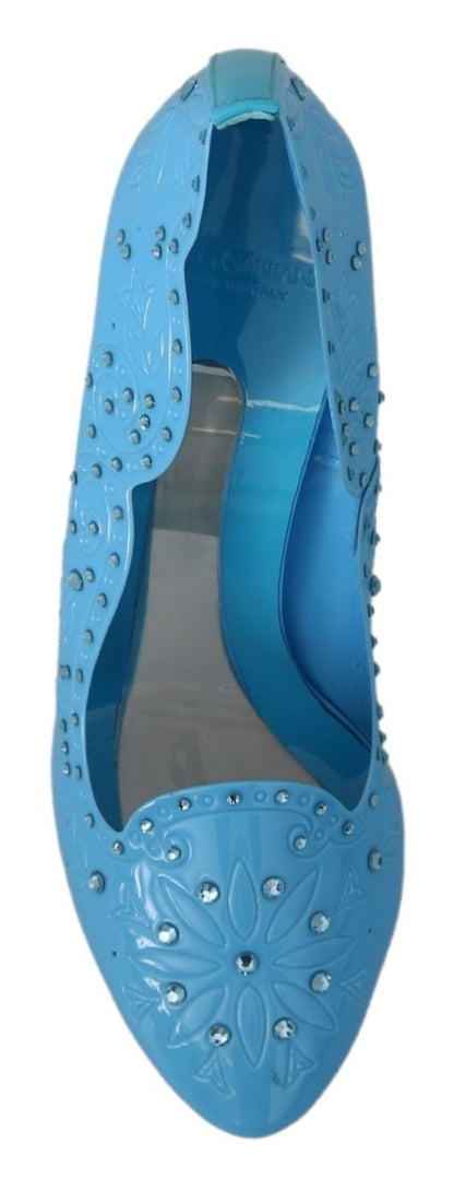 Chaussures à talons Cendrillon fleuries en cristal bleu Dolce & Gabbana