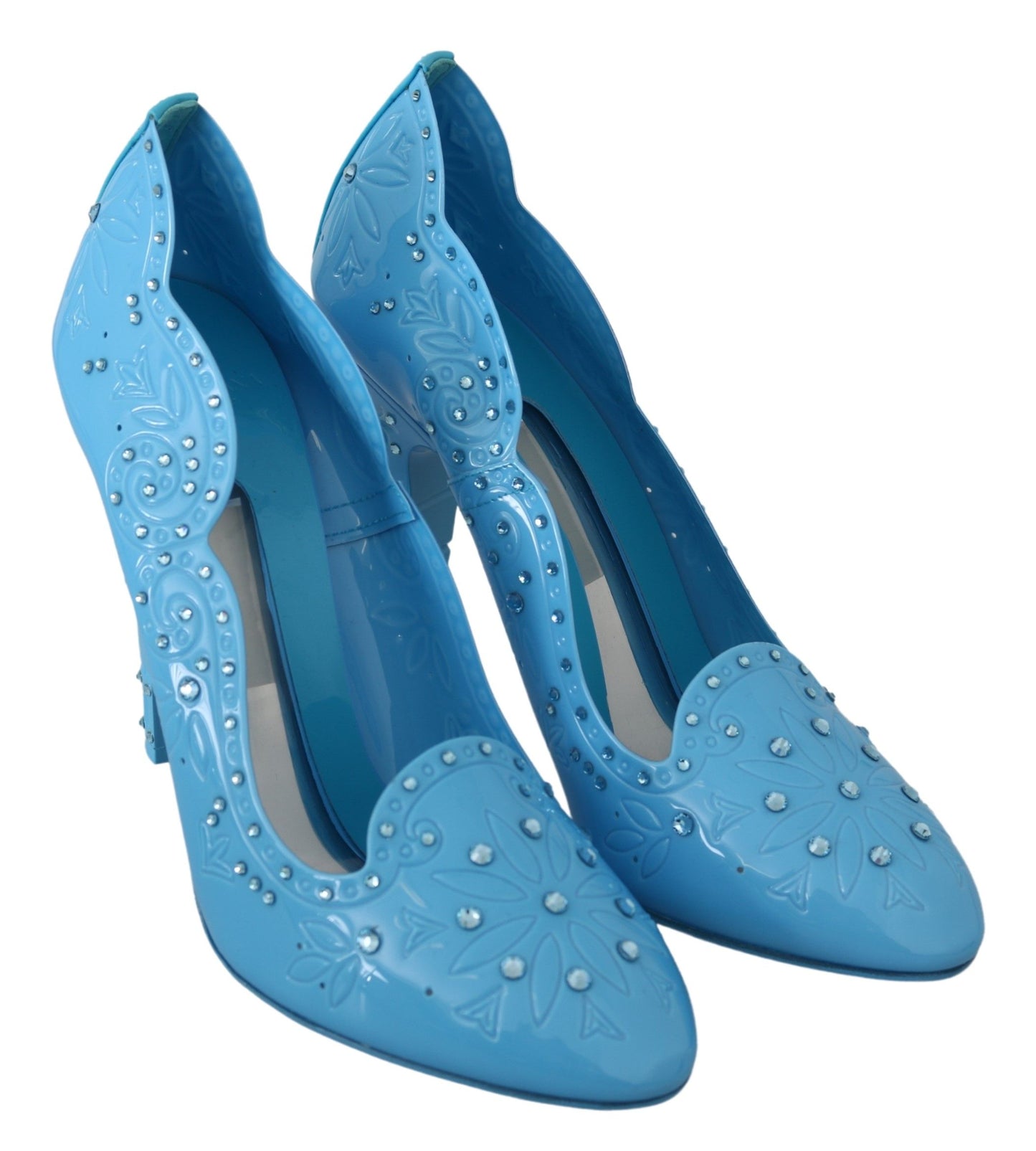 Chaussures à talons Cendrillon fleuries en cristal bleu Dolce & Gabbana
