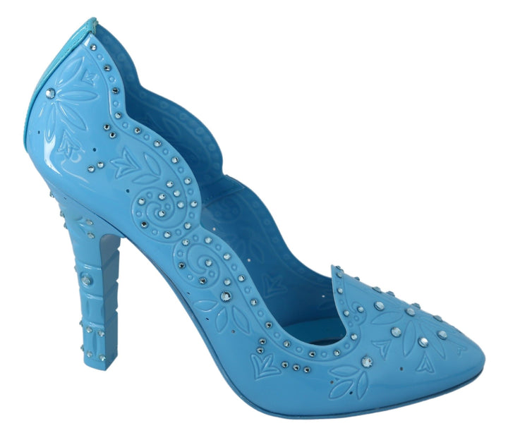 Chaussures à talons Cendrillon fleuries en cristal bleu Dolce & Gabbana