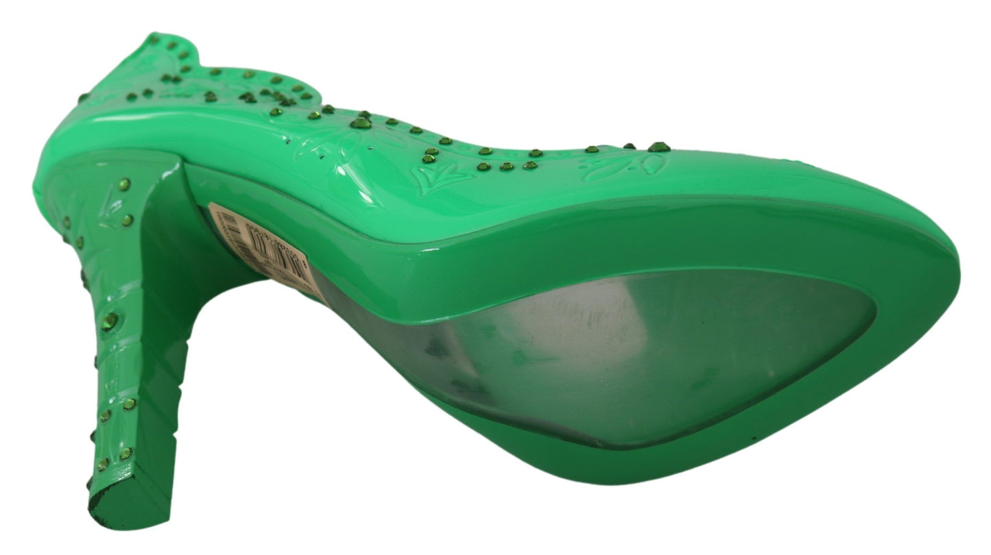 Escarpins Cendrillon fleuris en cristal vert Dolce & Gabbana