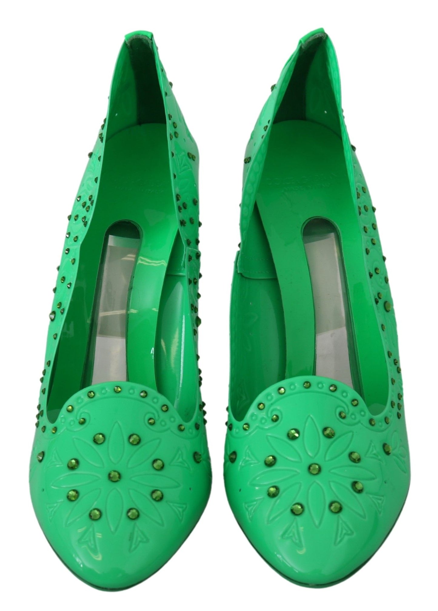 Escarpins Cendrillon fleuris en cristal vert Dolce & Gabbana