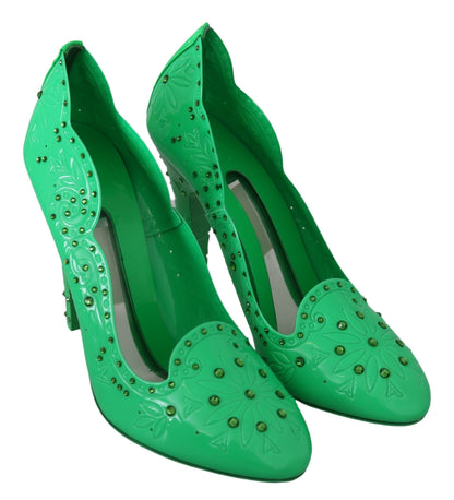 Escarpins Cendrillon fleuris en cristal vert Dolce & Gabbana