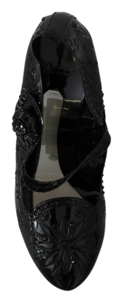 Chaussures à talons Cendrillon Dolce & Gabbana noires à fleurs et cristaux