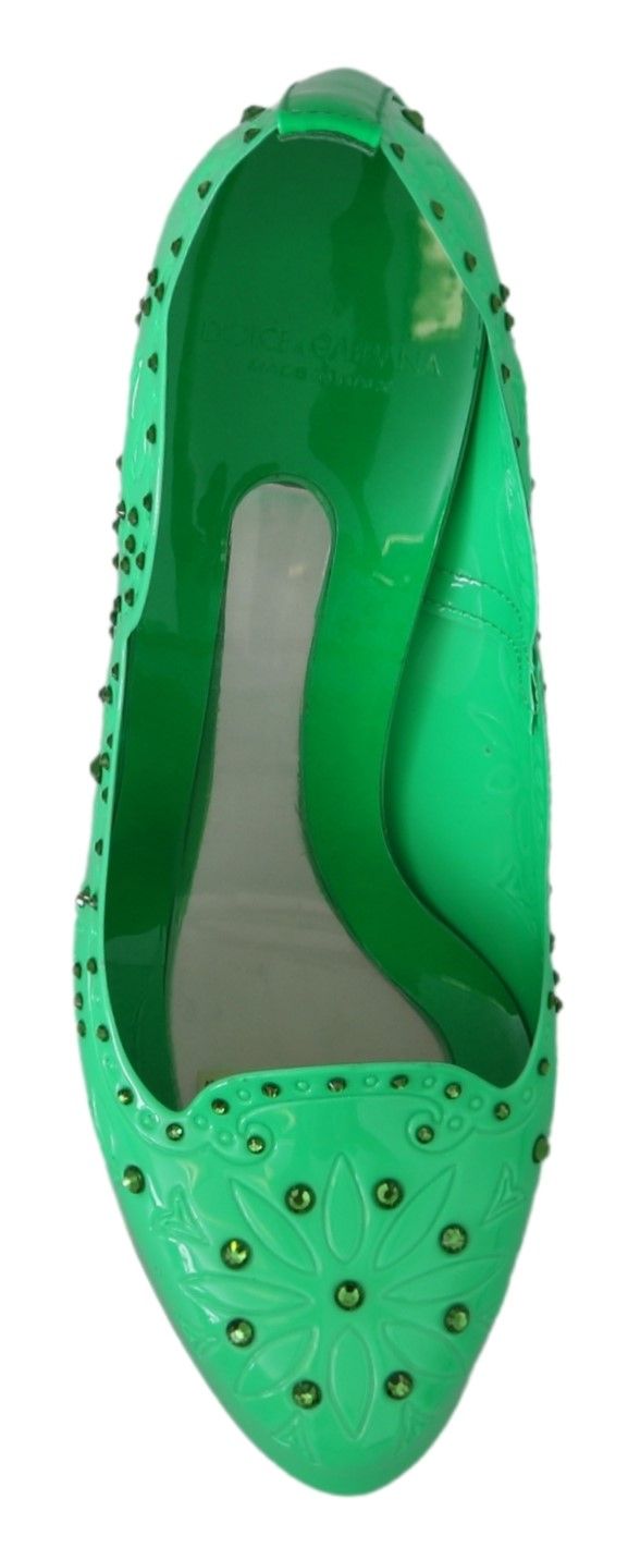 Chaussures à talons Cendrillon fleuris en cristal vert Dolce & Gabbana