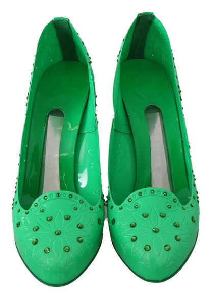 Chaussures à talons Cendrillon fleuris en cristal vert Dolce & Gabbana